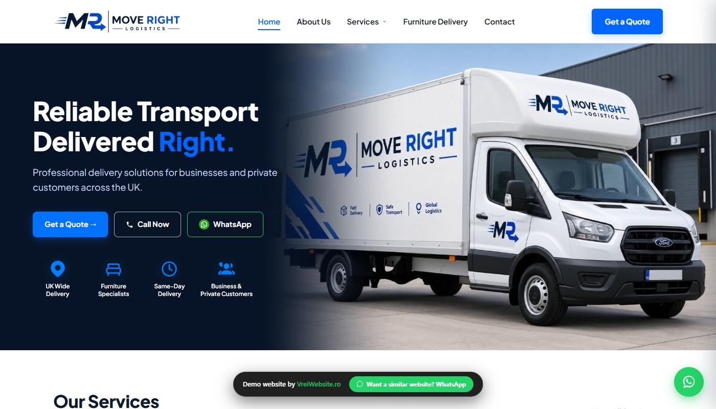 Move Right Logistics captură site