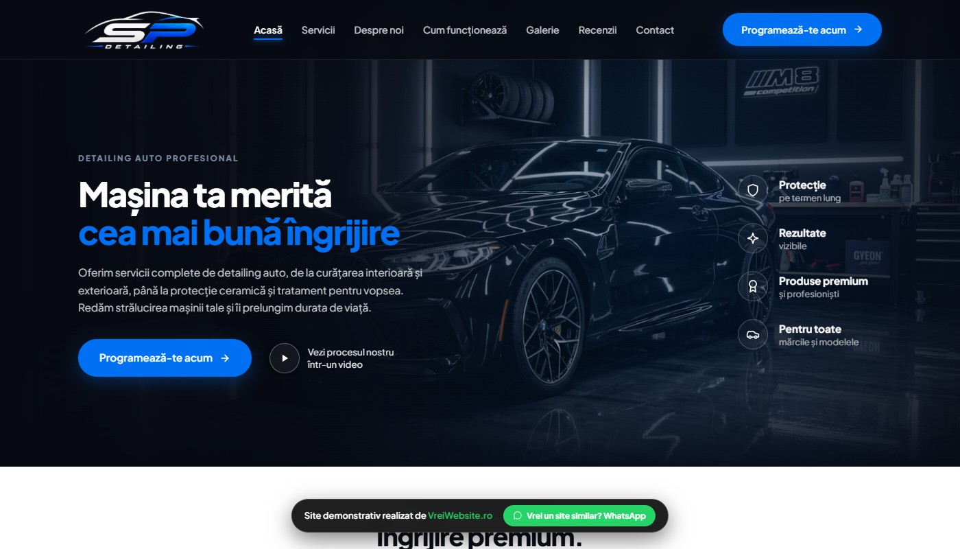 ShinePro Auto Detailing captură site